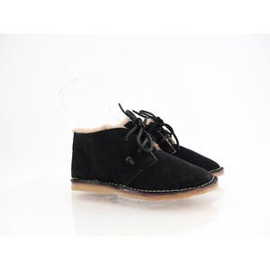 Beek Penguin Genuine Shearling Lined Chukka Boot Size 5 Black Suede Lace Up
